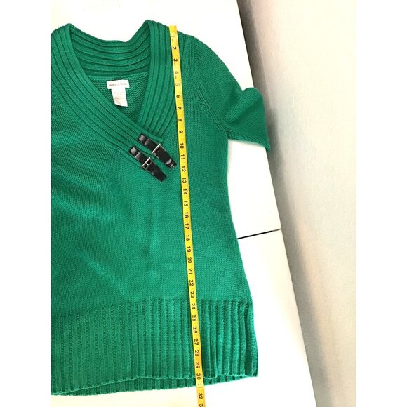MONROE & MAIN- WOMENS KNIT LONG SLEEVE GREEN V-NECK SWEATER SIZE SMALL - Picture 6 of 6